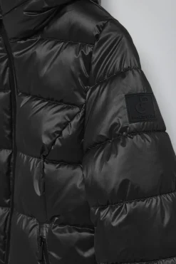 Polo Club Vestes*Parka à effet brillant Snow avec capuche fixe et détails Noir