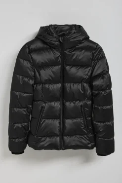 Polo Club Vestes*Parka à effet brillant Snow avec capuche fixe et détails Noir