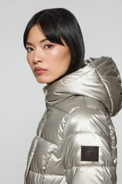 Polo Club Vestes*Parka à effet brillant Snow avec capuche fixe et détails Platine
