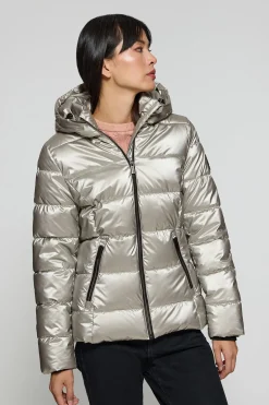 Polo Club Vestes*Parka à effet brillant Snow avec capuche fixe et détails Platine