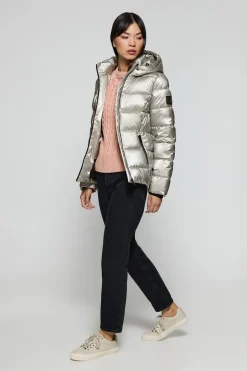 Polo Club Vestes*Parka à effet brillant Snow avec capuche fixe et détails Platine