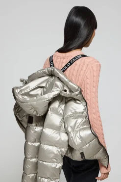Polo Club Vestes*Parka à effet brillant Snow avec capuche fixe et détails Platine