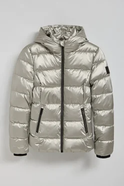 Polo Club Vestes*Parka à effet brillant Snow avec capuche fixe et détails Platine