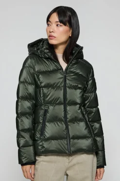 Polo Club Vestes*Parka à effet brillant Snow avec capuche fixe et détails Vert