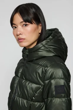 Polo Club Vestes*Parka à effet brillant Snow avec capuche fixe et détails Vert
