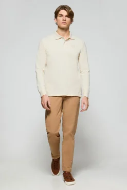 Polo Club Polos*Polo à deux boutons couleur lin avec logo Beige