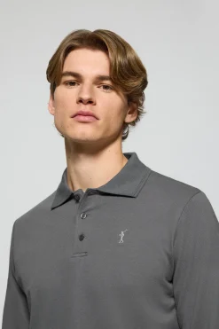 Polo Club Polos*Polo à manches longues à trois boutons avec logo Rigby Go gris Asphalte