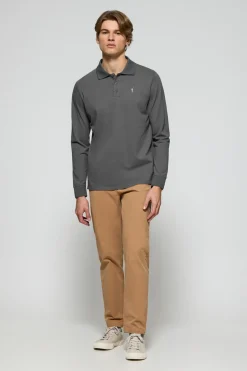 Polo Club Polos*Polo à manches longues à trois boutons avec logo Rigby Go gris Asphalte