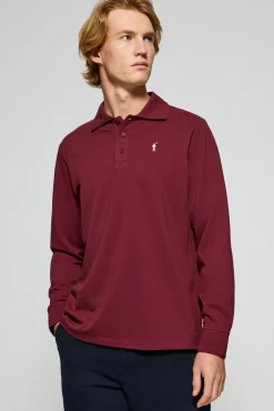 Polo Club Polos*Polo à manches longues à trois boutons avec logo Rigby Go bordeaux Grenat