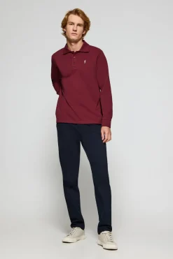 Polo Club Polos*Polo à manches longues à trois boutons avec logo Rigby Go bordeaux Grenat
