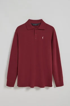 Polo Club Polos*Polo à manches longues à trois boutons avec logo Rigby Go bordeaux Grenat