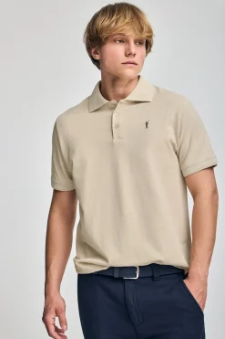 Polo Club Polos*Polo à manches courtes et trois boutons avec logo brodé Rigby Go Beige