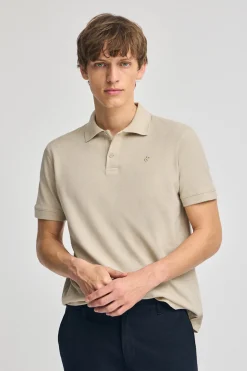 Polo Club Polos*Polo en coton et lin avec deux boutons et monogramme brodé Beige