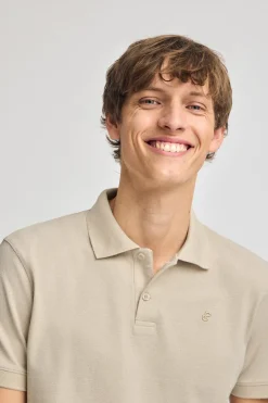 Polo Club Polos*Polo en coton et lin avec deux boutons et monogramme brodé Beige