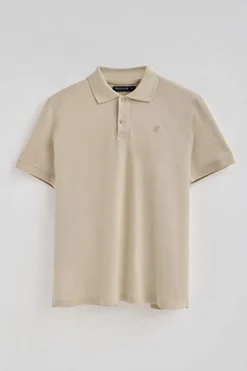 Polo Club Polos*Polo en coton et lin avec deux boutons et monogramme brodé Beige