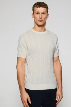 Polo Club Pulls|T-Shirts*Polo tressé à manches courtes à logo brodé Beige