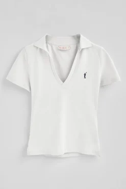 Polo Club Polos*Polo en coton et lin sans boutons avec broderie Rigby Go Blanc