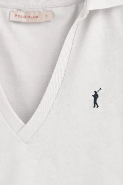 Polo Club Polos*Polo en coton et lin sans boutons avec broderie Rigby Go Blanc