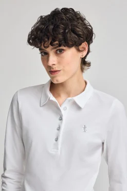 Polo Club Polos*Polo manches longues en coton avec broderie Rigby Best Blanc