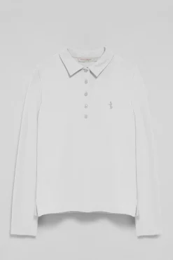 Polo Club Polos*Polo manches longues en coton avec broderie Rigby Best Blanc