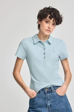 Polo Club Polos*Polo bleu clair à manches courtes en coton avec broderie Rigby Best Bleu ciel