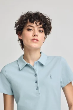 Polo Club Polos*Polo bleu clair à manches courtes en coton avec broderie Rigby Best Bleu ciel