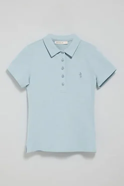 Polo Club Polos*Polo bleu clair à manches courtes en coton avec broderie Rigby Best Bleu ciel