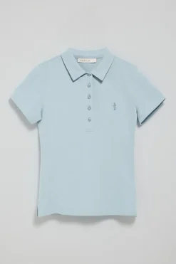 Polo Club Polos*Polo bleu clair à manches courtes en coton avec broderie Rigby Best Bleu ciel