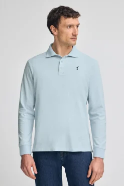 Polo Club Polos*Polo bleu clair à manches longues à trois boutons et broderie Rigby Go Bleu ciel