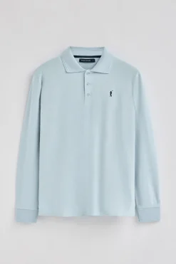 Polo Club Polos*Polo bleu clair à manches longues à trois boutons et broderie Rigby Go Bleu ciel