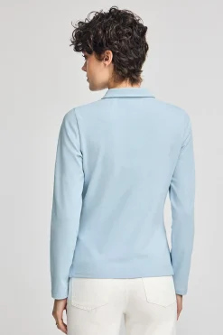 Polo Club Polos*Polo bleu clair à manches longues en coton avec broderie Rigby Best Bleu ciel