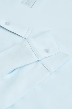 Polo Club Polos*Polo bleu clair à manches longues et deux boutons avec écusson griffé Bleu ciel