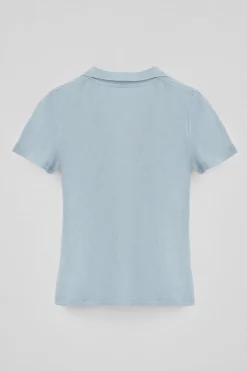 Polo Club Polos*Polo bleu clair en coton et lin sans boutons avec broderie Rigby Go Bleu ciel