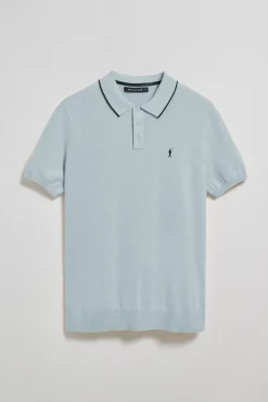 Polo Club Polos|Pulls*Polo bleu clair en maille avec boutons et broderie Rigby Go Bleu ciel