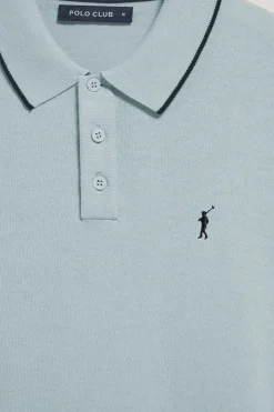 Polo Club Polos|Pulls*Polo bleu clair en maille avec boutons et broderie Rigby Go Bleu ciel