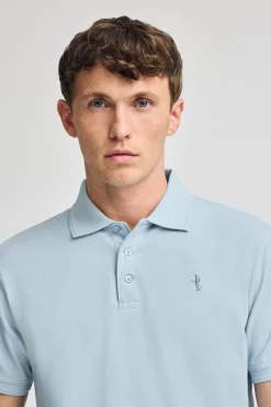 Polo Club Polos*Polo bleu clair en piqué à manches courtes avec broderie Rigby Best Bleu ciel