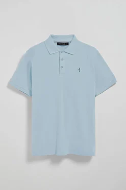 Polo Club Polos*Polo bleu clair en piqué à manches courtes avec broderie Rigby Best Bleu ciel