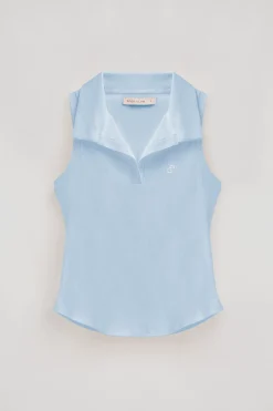 Polo Club Polos*Polo bleu clair sans manches avec monogramme brodé Bleu ciel