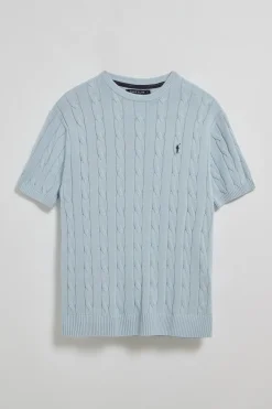 Polo Club Pulls|T-Shirts*Polo bleu clair tressé à manches courtes à logo brodé Bleu ciel