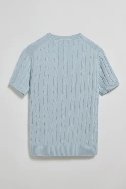 Polo Club Pulls|T-Shirts*Polo bleu clair tressé à manches courtes à logo brodé Bleu ciel