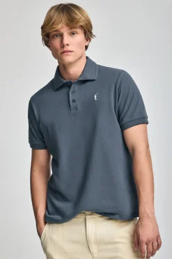 Polo Club Polos*Polo bleu à manches courtes avec logo brodé Rigby Go Denim