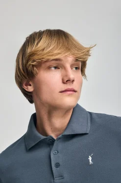 Polo Club Polos*Polo bleu à manches courtes avec logo brodé Rigby Go Denim