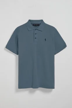 Polo Club Polos*Polo bleu en piqué à manches courtes avec broderie Rigby Best Denim