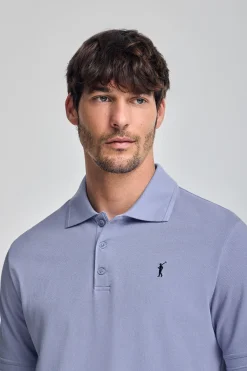 Polo Club Polos*Polo bleu eau à manches courtes et trois boutons avec logo brodé Rigby Go Bleu Aqua