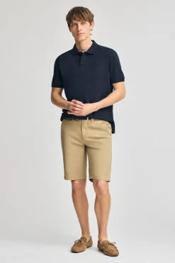 Polo Club Polos*Polo en coton et lin avec deux boutons et monogramme brodé Bleu Marine