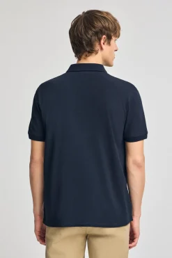 Polo Club Polos*Polo en coton et lin avec deux boutons et monogramme brodé Bleu Marine