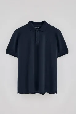 Polo Club Polos*Polo en coton et lin avec deux boutons et monogramme brodé Bleu Marine
