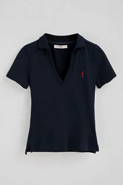 Polo Club Polos*Polo en coton et lin sans boutons avec broderie Rigby Go Bleu Marine
