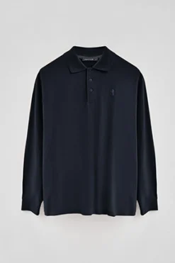 Polo Club Polos*Polo en piqué à manches longues avec broderie Rigby Best Bleu Marine