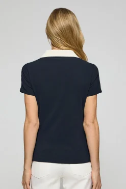 Polo Club Polos*Polo sans boutons ni écusson nautique Bleu Marine